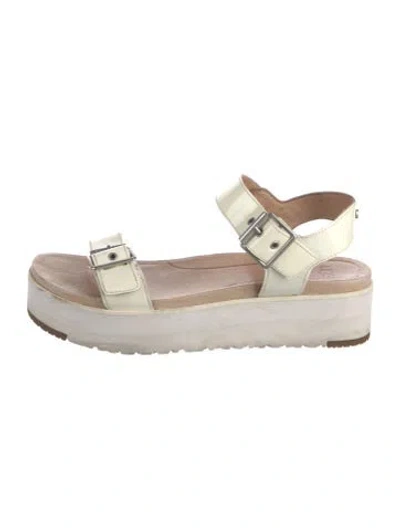 Pre-owned Ugg Patent Leather Sandals In Metallic