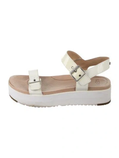 Pre-owned Ugg Patent Leather Sandals In White