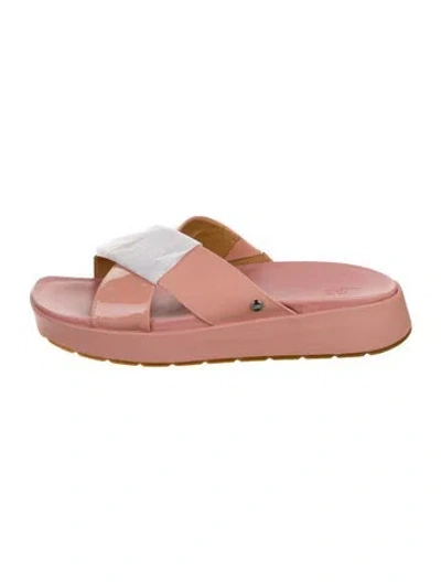 Pre-owned Ugg Patent Leather Slides In Pink