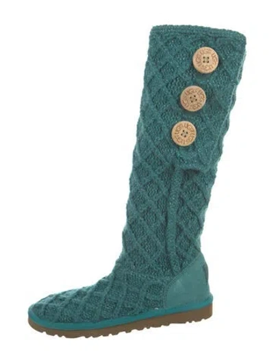 Pre-owned Ugg Patterned Sock Boots In Blue