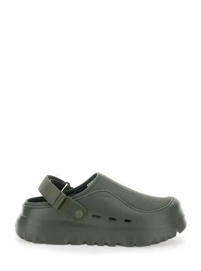 UGG PEAKMOD GREEN MULES WITH ADJUSTABLE STRAP AND LUG SOLE IN TECH FABRIC MAN