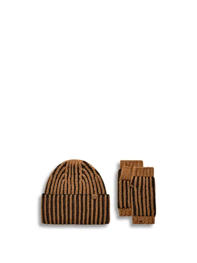 Ugg Plaited Hat And Scarf Gift Set In Black