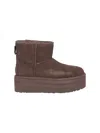 Ugg Mini Classic Platform Suede Ankle Boots In Marrone