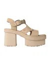 Ugg Platform High Heel Sandals In Mustard Seeds
