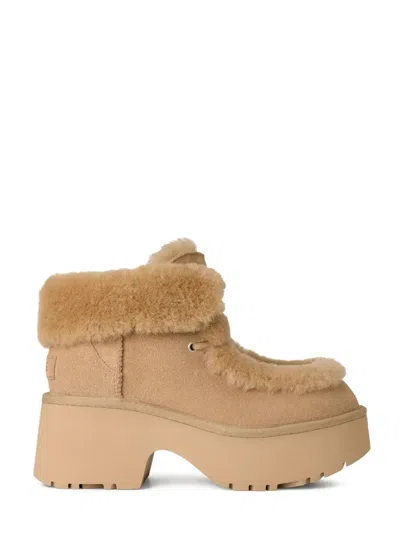 Ugg Platform Lace-up Boots With Shearling Trim In Multi