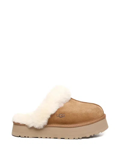 Ugg Disquette 1122550-che Slippers Chestnut Suede Platform Rhs6985 In Brown