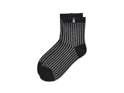 Ugg Plora Shimmer Quarter Women's Crew Cut Socks Shoes Black: Md-lg (women's 9-12)