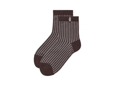 Ugg Plora Shimmer Quarter Women's Crew Cut Socks Shoes Burnt Cedar: Md-lg (women's 9-12) In Brown