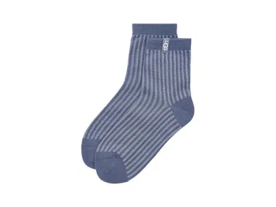 Ugg Plora Shimmer Quarter Women's Crew Cut Socks Shoes Tahoe Blue: Md-lg (women's 9-12)