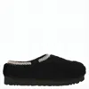 Ugg Plush Lambskin Mule Slippers With Contrasting Trim In Black