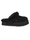 Ugg Plush Lined Black Slip-on Sandals With Thick Sole In Black