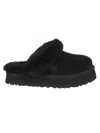 Ugg Plush Lined Black Slip-on Sandals With Thick Sole In Black