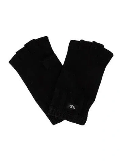 Pre-owned Ugg Polyester Embroidered Fingerless Gloves W/tags In Black