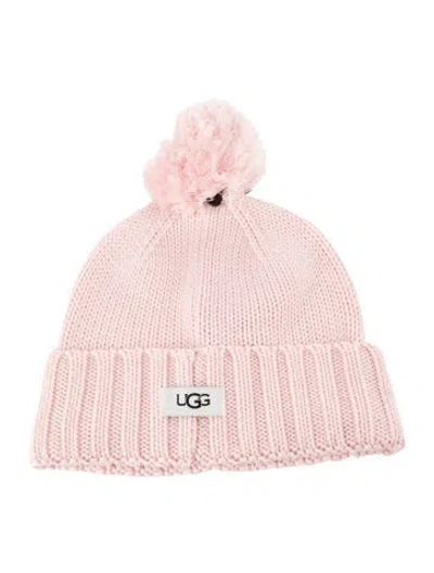 Pre-owned Ugg Pom Pom Accent Knit Beanie W/tags In Pink