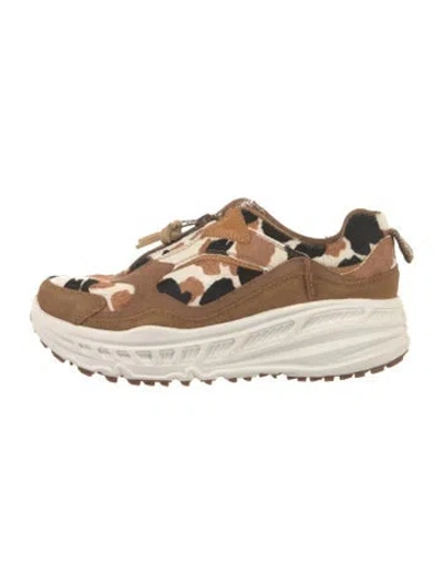 Pre-owned Ugg Ponyhair Animal Print Athletic Sneakers In Brown