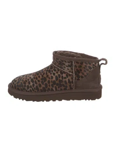 Pre-owned Ugg Ponyhair Animal Print Boots In Brown