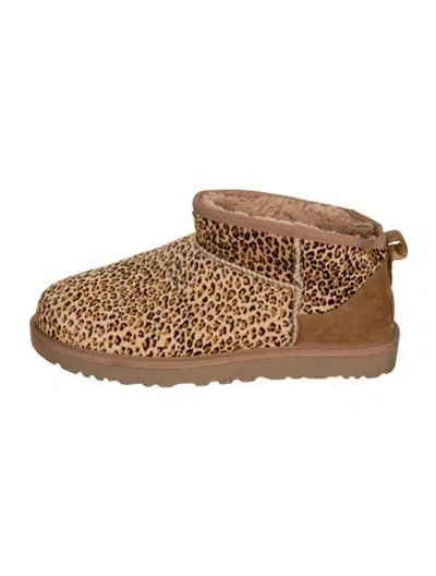 Pre-owned Ugg Ponyhair Animal Print Boots In Brown