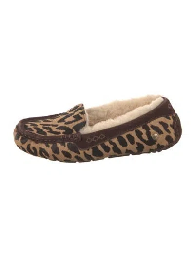 Pre-owned Ugg Ponyhair Animal Print Loafers In Brown