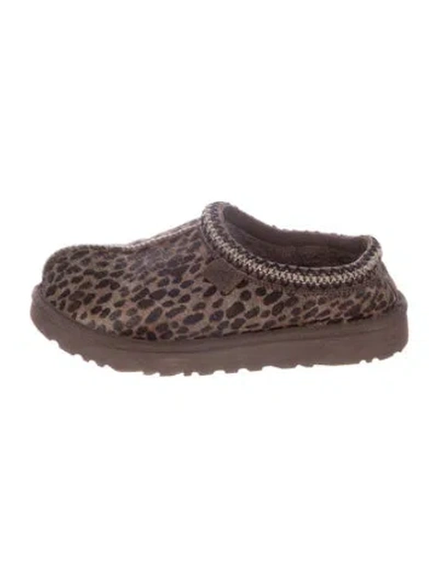 Pre-owned Ugg Ponyhair Animal Print Mules In Brown