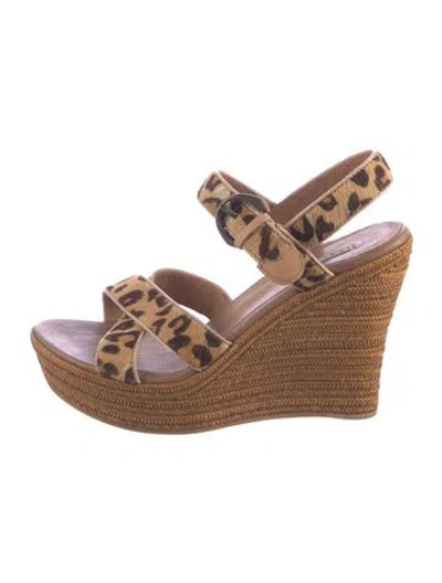 Pre-owned Ugg Ponyhair Animal Print Sandals In Neutrals