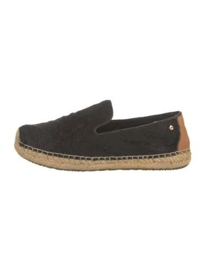 Pre-owned Ugg Ponyhair Leather Trim Embellishment Espadrilles In Black
