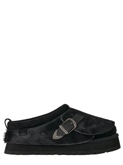 Ugg Ponyskin Mini Strap Sandals With Sheepskin Lining In Black