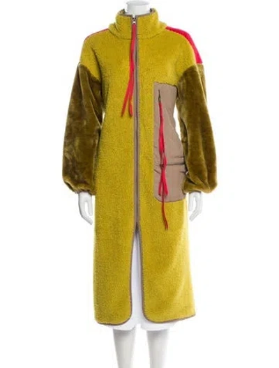 Pre-owned Ugg Printed Faux Fur Coat In Yellow