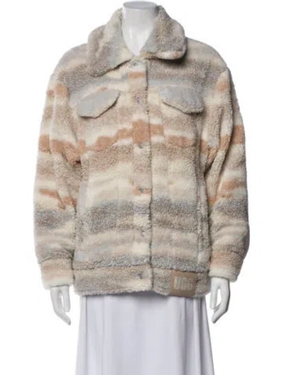 Pre-owned Ugg Printed Faux Fur Jacket In Neutral