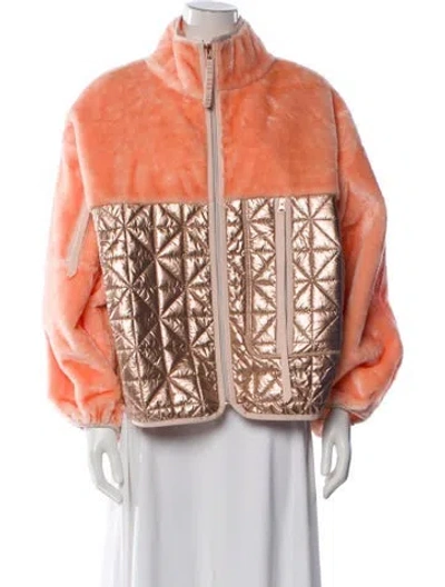 Pre-owned Ugg Printed Faux Fur Jacket In Orange