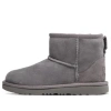 Ugg Classic Mini Ii Suede Boots With Shearling Lining In Gray
