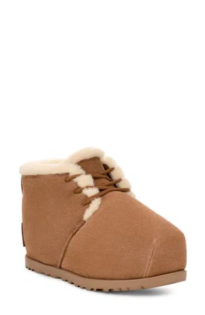 Ugg ® Pumped Faux Fur Trim Slipper Bootie In Chestnut