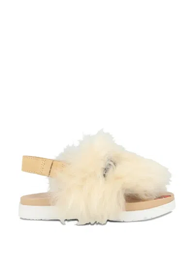 Ugg Kids' Punki Faux-fur Sandals In Neutral