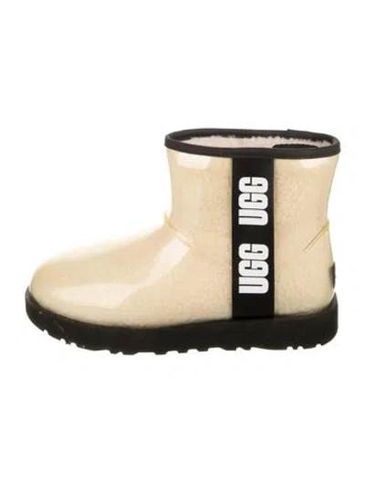 Pre-owned Ugg Pvc Fur Trim Boots In Neutrals/yellow