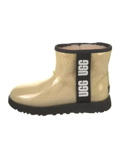 Pre-owned Ugg Pvc Fur Trim Boots In Yellow