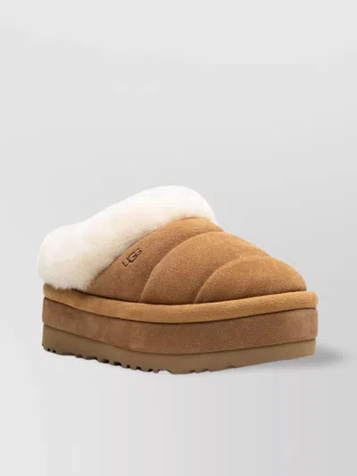 UGG QUILTED SUEDE SLIPPERS PLATFORM SOLE