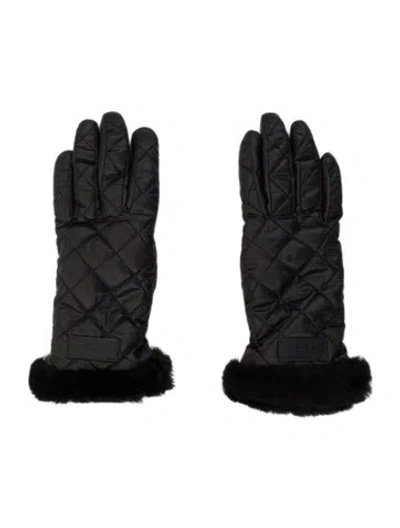 Pre-owned Ugg Quilted Winter Gloves In Black