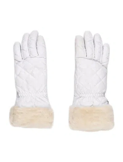 Pre-owned Ugg Quilted Winter Gloves In Brown/white