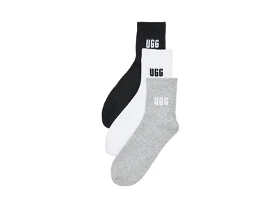 Ugg Quinlin Logo Quarter 3-pack Sock Nimbus/grey Heather/black: One Size In Multi