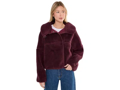 Ugg Raynie Relaxed Sherpa Fleece Jacket In Burgundy