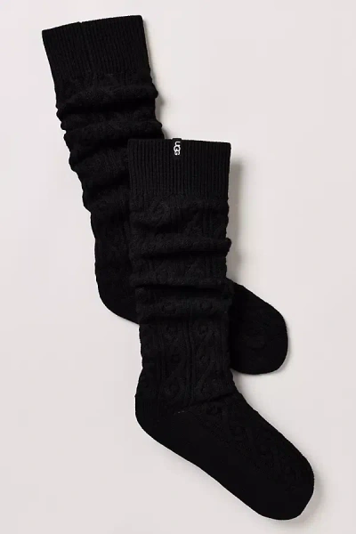 Ugg Rensa Cable Knit High Socks In Black