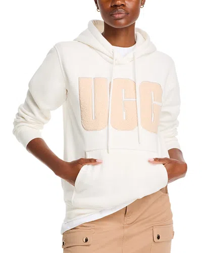 Ugg Rey Fluff Logo Hoodie In Nimbus/ Sand