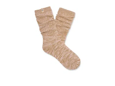 Ugg Rib Knit Slouchy Crew Sock Women's Crew Cut Socks Shoes Sand: One Size In Brown