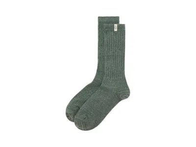 Ugg Rib Knit Slouchy Crew Socks Women's Crew Cut Socks Shoes Green Stone, Polyester/spandex In Blue