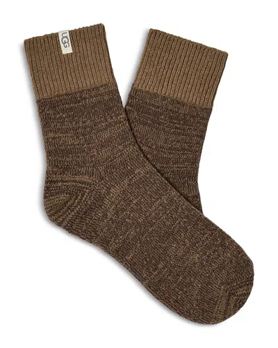 Ugg Rib Knit Slouchy Quarter Socks In Coffee Grounds