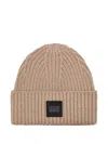 Ugg Ribbed Logo Beanie In Brown