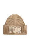 Ugg Ribbed Logo Beanie Hat In Neutral