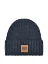 Ugg Ribbed Logo-patch Beanie In Brown