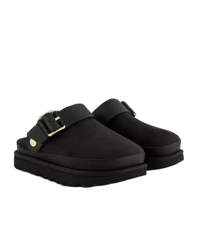 Ugg Round Head Flat Slippers In Black