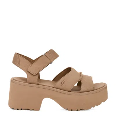 Ugg Round-headed High-heeled Sandals In Brown