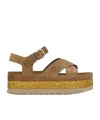 Ugg Round Toe Flat Sandals In Brown
